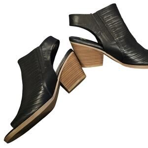 Frye & Co Gianella Black Peep Toe Booties Block Heel Leather 9M